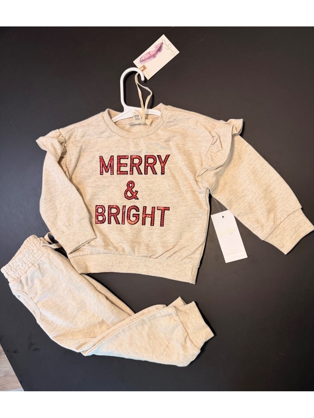 NWT Girls Merry & Bright top and jogger set Jessica Simpson 18m